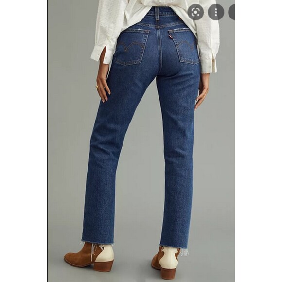 Denim Anthropologie Levi's Ultra High Rise Wedgie Straight Raw Hem Jeans (NWT) - Picture 3 of 4